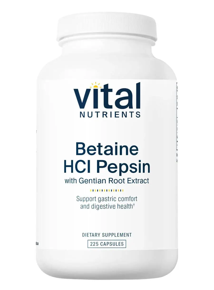 Betaine HCL Pepsin & Gentian Root Extract Vital Nutrients