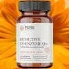 Bioactive CoEnzyme Q10 in front of a sunflower.