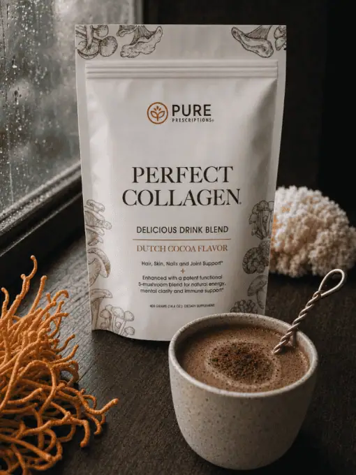 Perfect Collagen Dutch Cocoa Powder Mushroom blend.