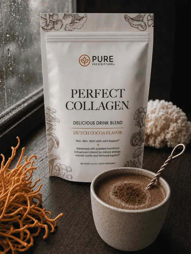 Perfect Collagen Dutch Cocoa Powder Mushroom blend.