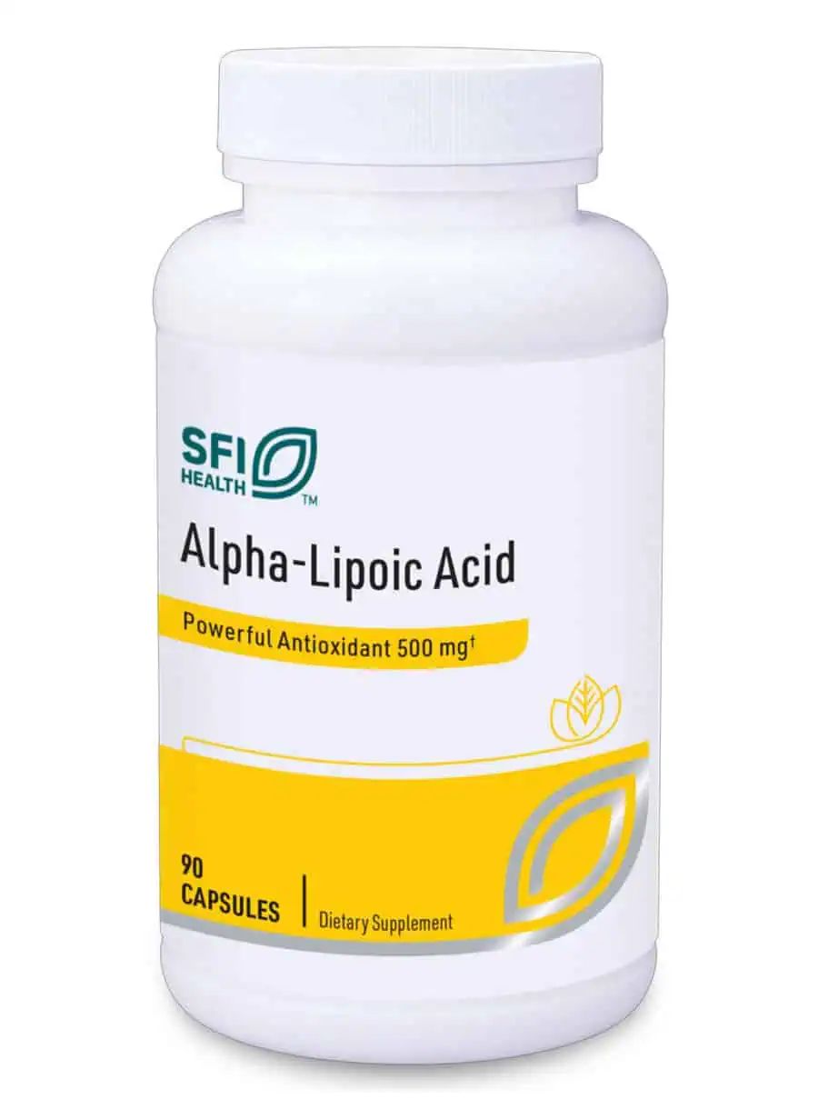 SFI Health Alpha-Lipoic Acid - 500 mg ALA antioxidant supplement for liver and neurological health.