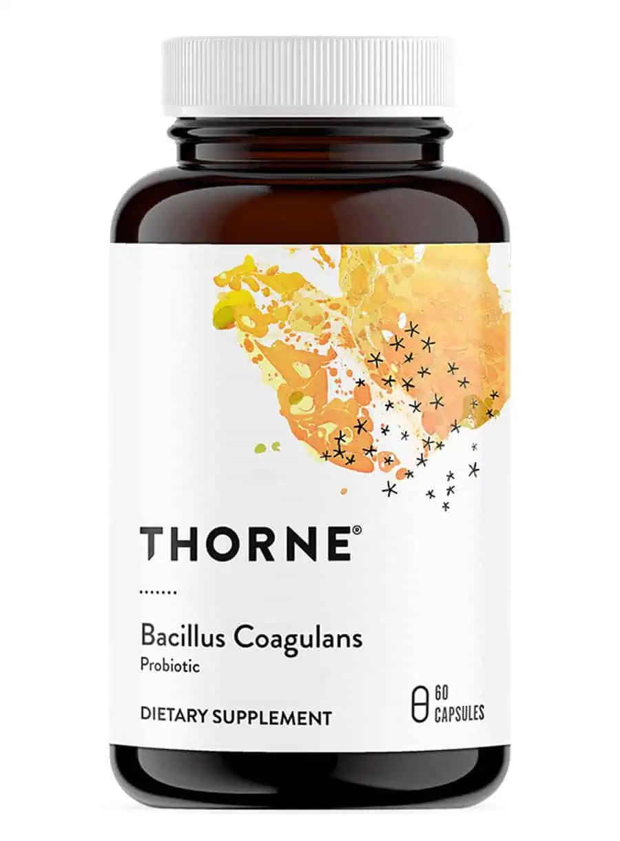 Thorne Bacillus Coagulans (60 Capsules) - spore-based probiotic for digestive health and bloating relief.