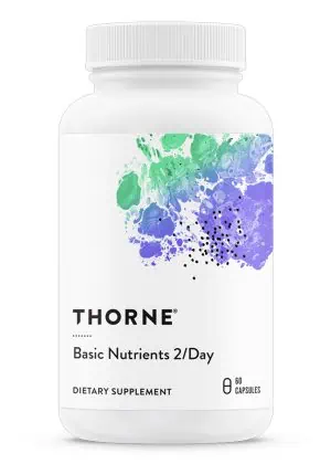 Thorne Basic Nutrients 2/Day (60 Capsules) - Convenient two-a-day multivitamin for foundational health.