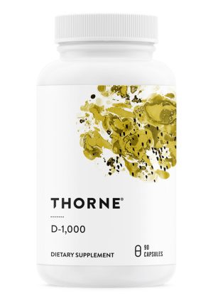 Thorne D-1,000 (90 Capsules) - Vitamin D3 1000 IU supplement for daily immune and bone support.