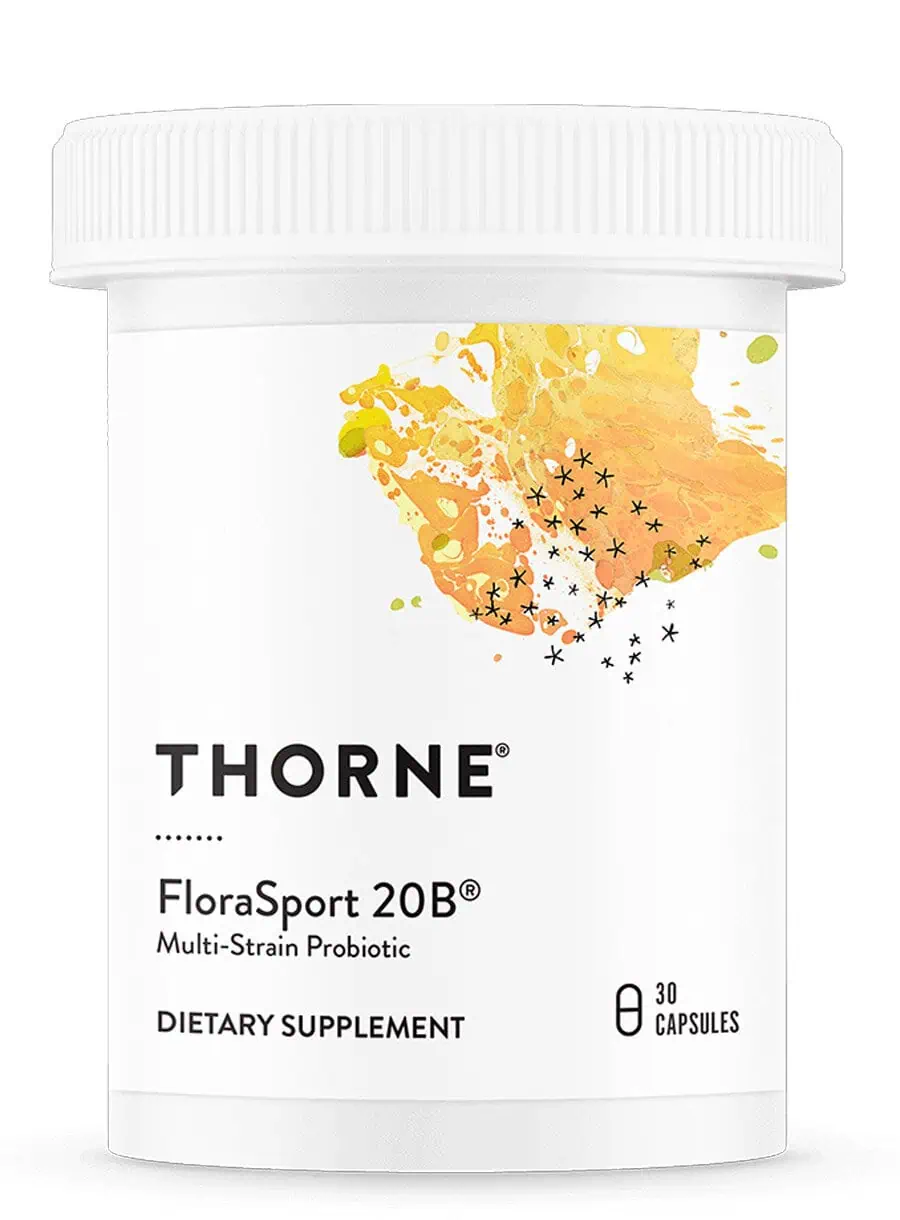 Thorne FloraSport 20B - NSF Certified probiotic for athletic gut health and immune support.