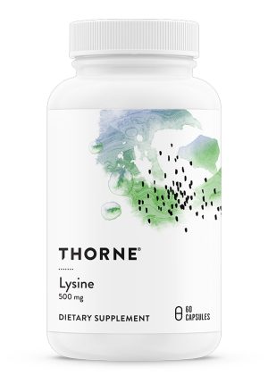 Thorne L-Lysine (60 Capsules) - 500mg essential amino acid supplement for immune, skin, and bone support.