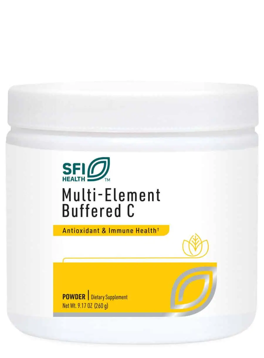 Multi-Element Buffered C Powder (250 g) - Buffered vitamin C with minerals, quercetin, and glutathione for gentle, broad-spectrum immune support.