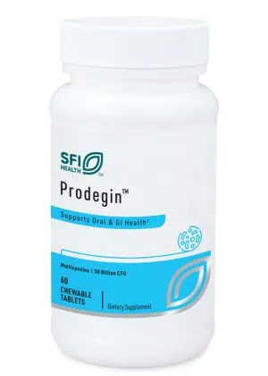 Prodegin Probiotic - A 30 billion CFU, 5-strain chewable Lactobacillus blend for gut and oral health.