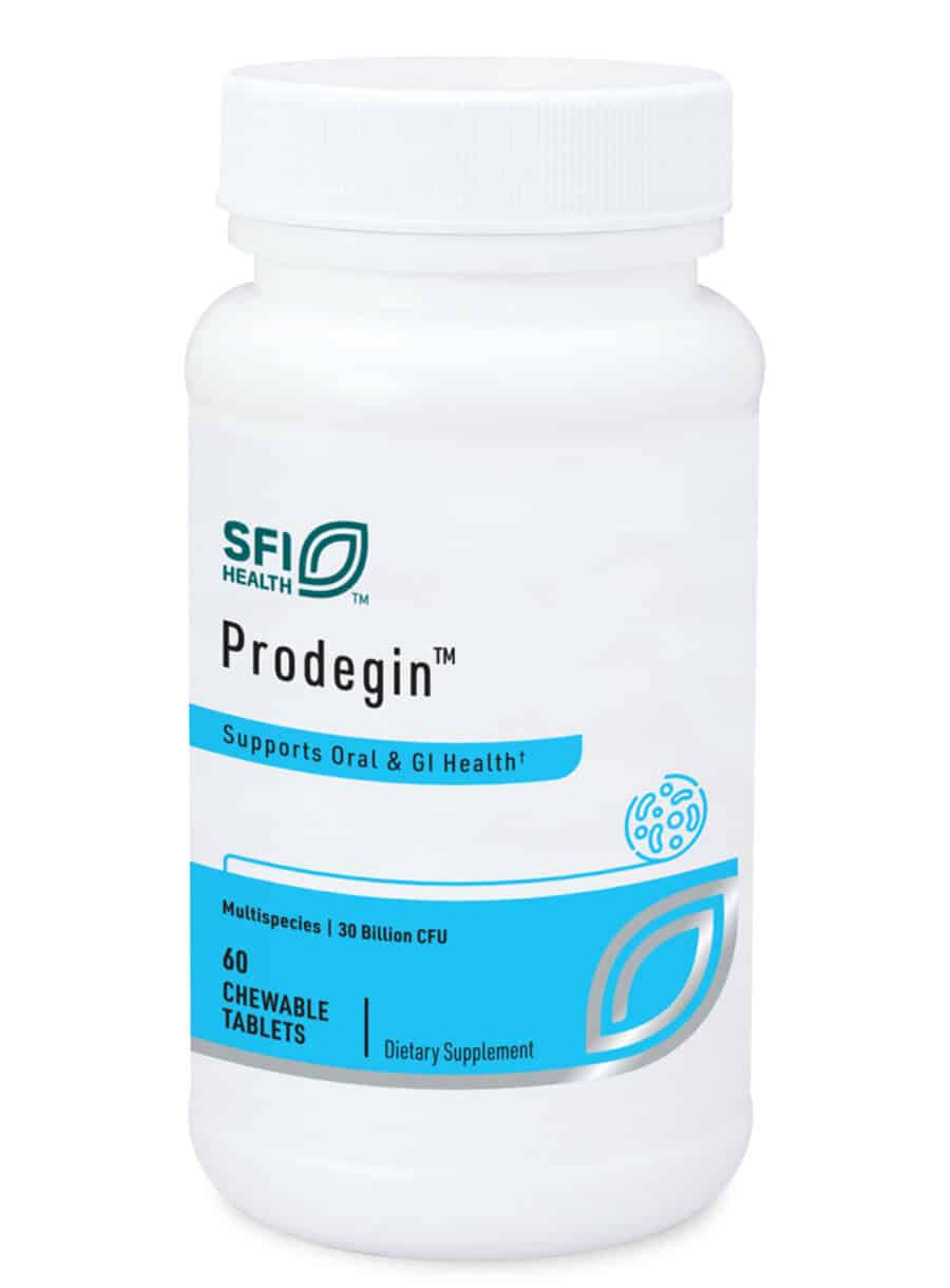 Prodegin Probiotic - A 30 billion CFU, 5-strain chewable Lactobacillus blend for gut and oral health.