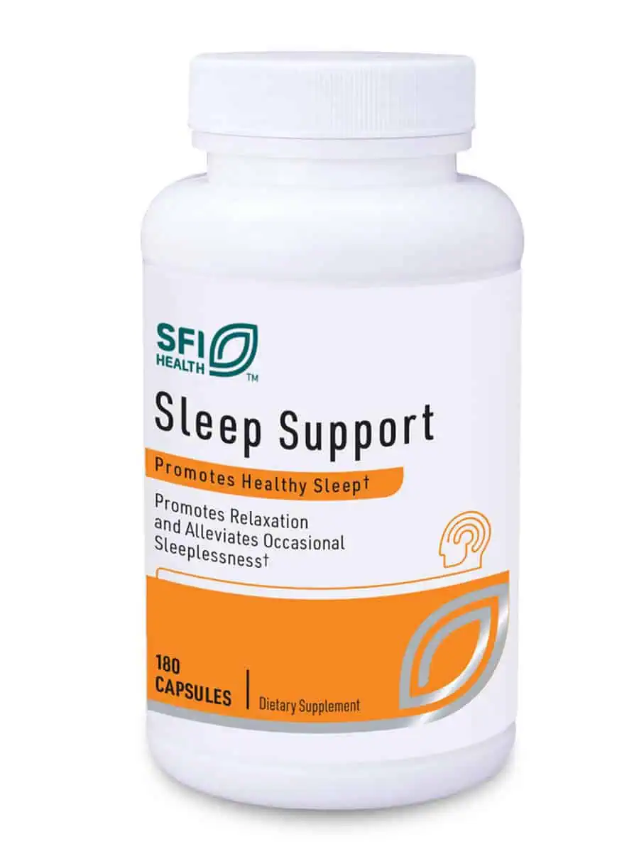 SFI Health Sleep Support - A blend of GABA, L-Theanine, Ashwagandha, and Valerian for sleep and relaxation.