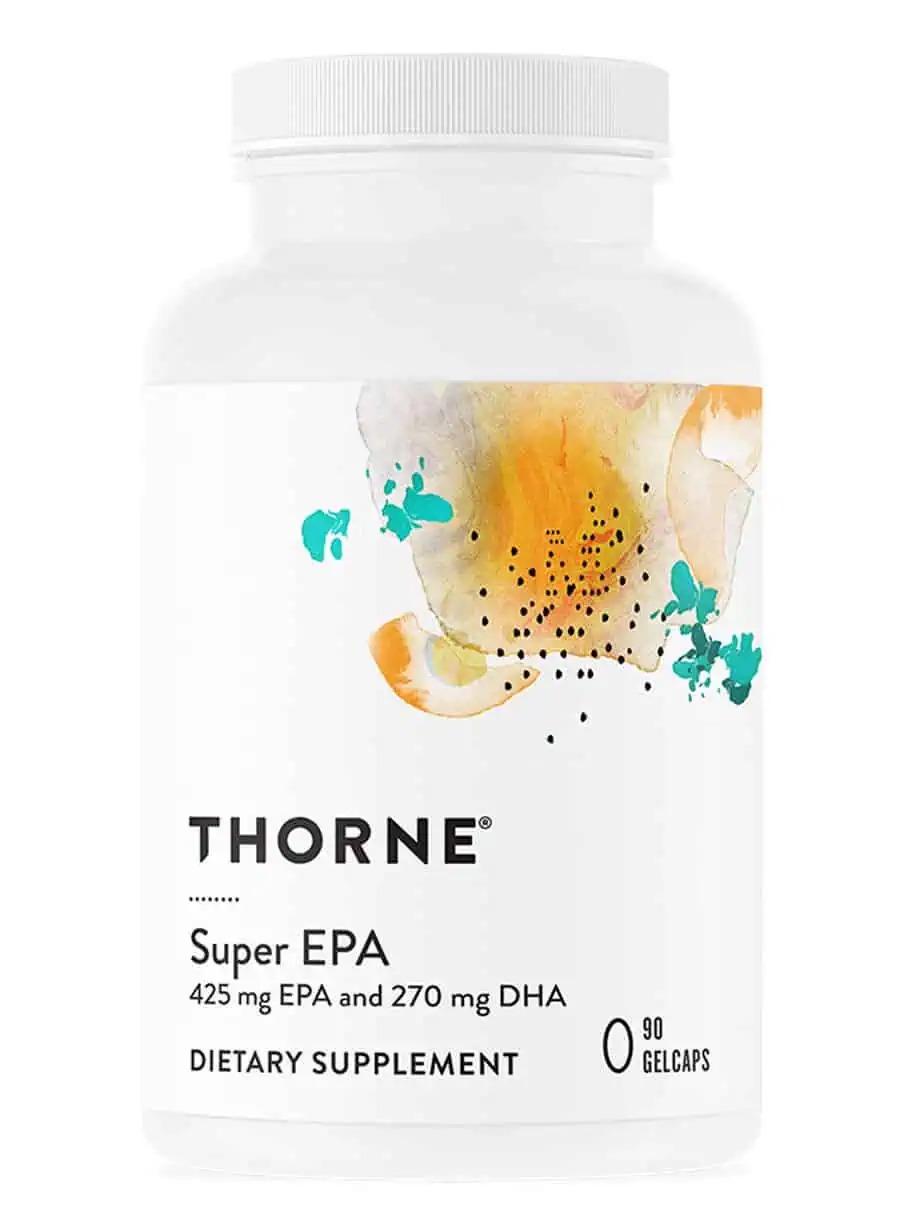 Thorne Super EPA (90 Gelcaps) - EPA-dominant omega-3 fish oil supplement for heart, mood, and joint support.