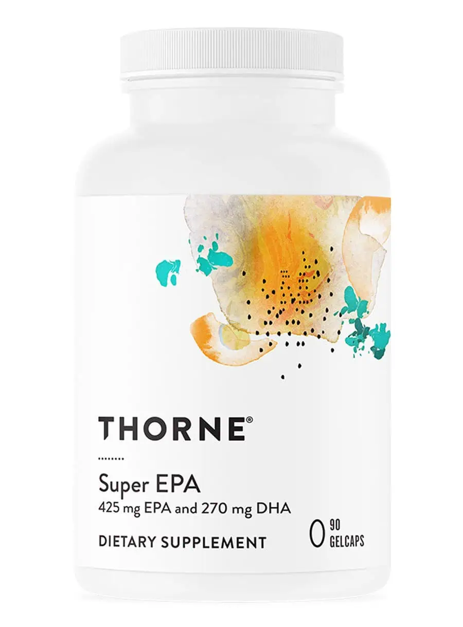 Thorne Super EPA (90 Gelcaps) - EPA-dominant omega-3 fish oil supplement for heart, mood, and joint support.
