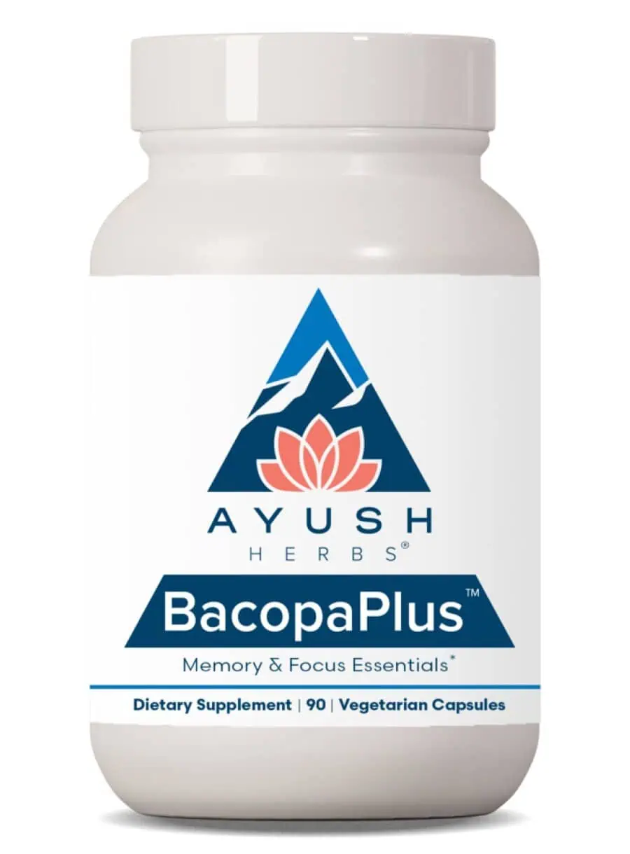 Ayush Herbs Bacopa Plus -- memory support, cognitive enhancement.