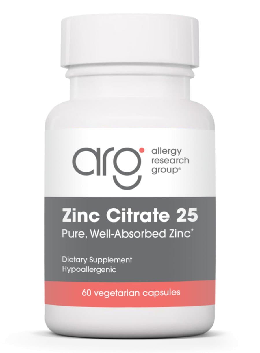 Allergy Research Group Zinc Citrate 25mg -- zinc supplement, immune support.