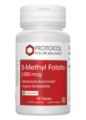 Protocol For Life 5-Methyl Folate 1,000mcg -- folate supplement, bioavailable folic acid.