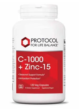 Protocol For Life C-1000 + Zinc-15 -- immune support, vitamin C