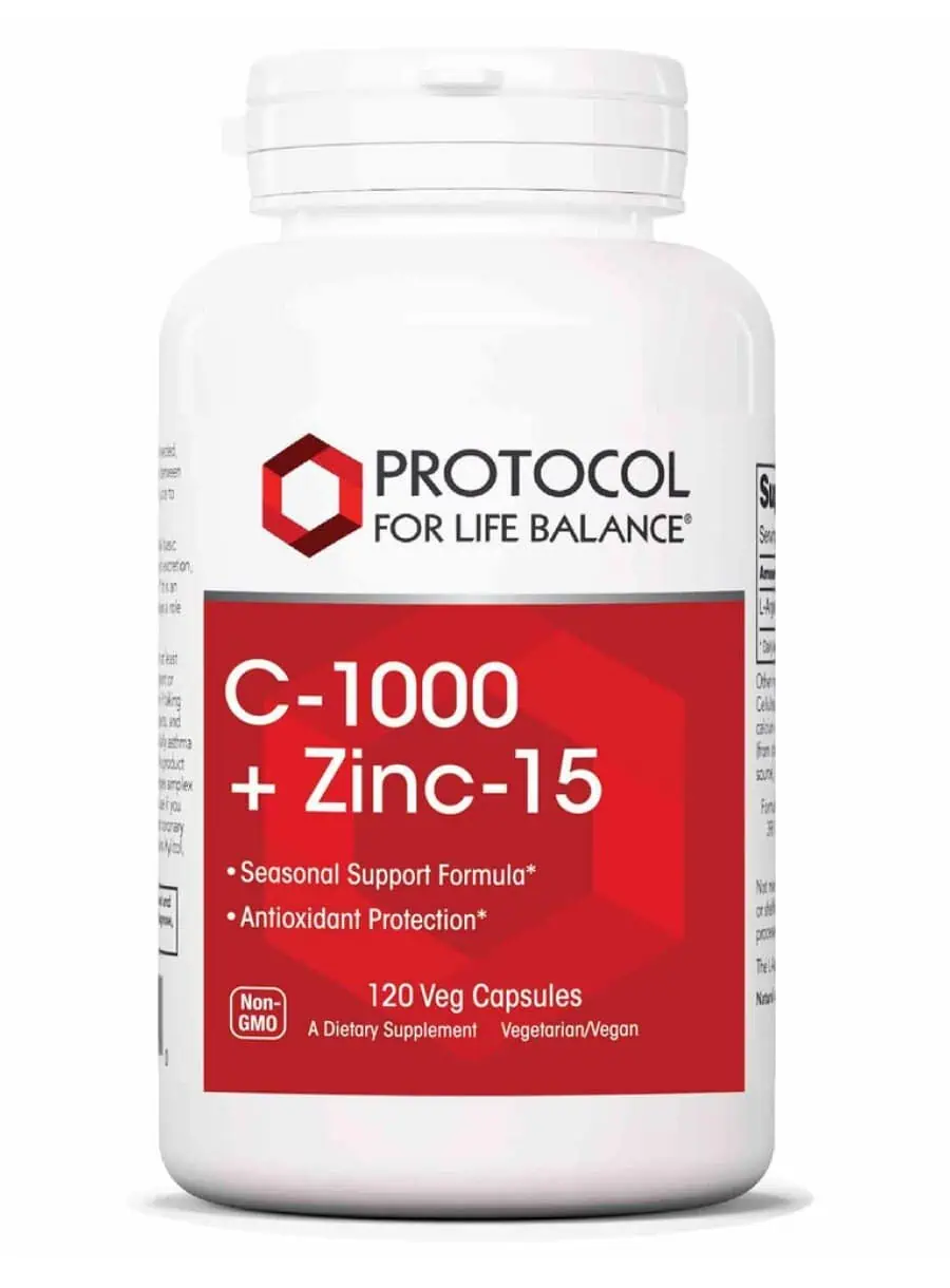 Protocol For Life C-1000 + Zinc-15 -- immune support, vitamin C
