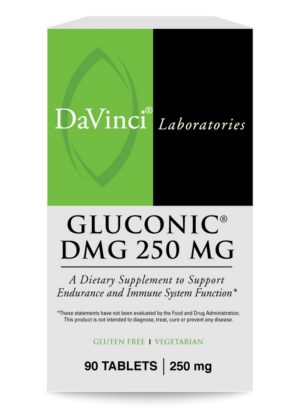 DaVinci Labs Gluconic DMG 250mg (chewable) -- immune support, muscle recovery.