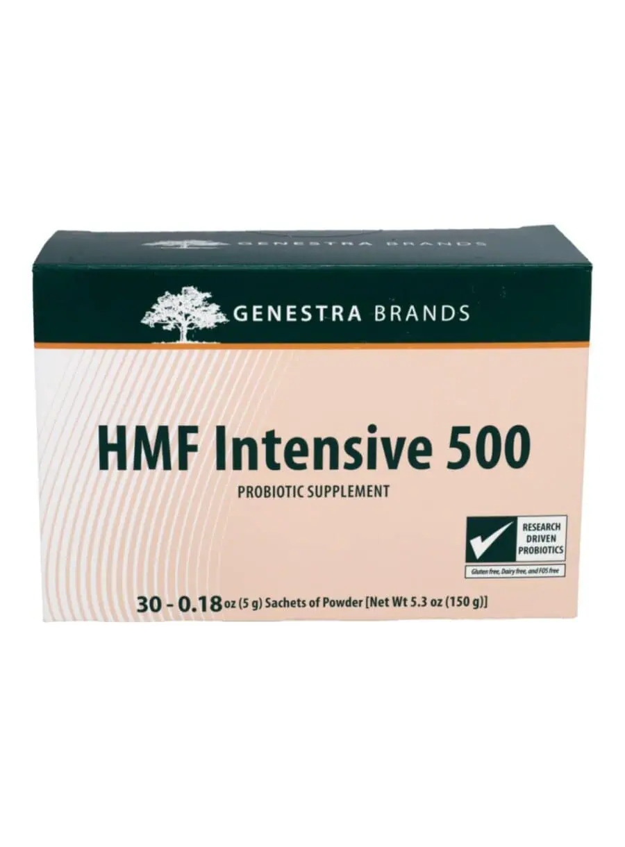 Genestra HMF Intensive 500 -- probiotic supplement, gut health.