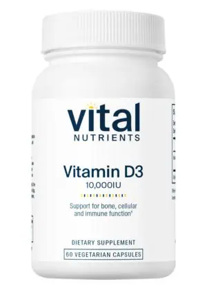 Vital Nutrients Vitamin D3 10,000iu -- vitamin D supplement, calcium absorption.