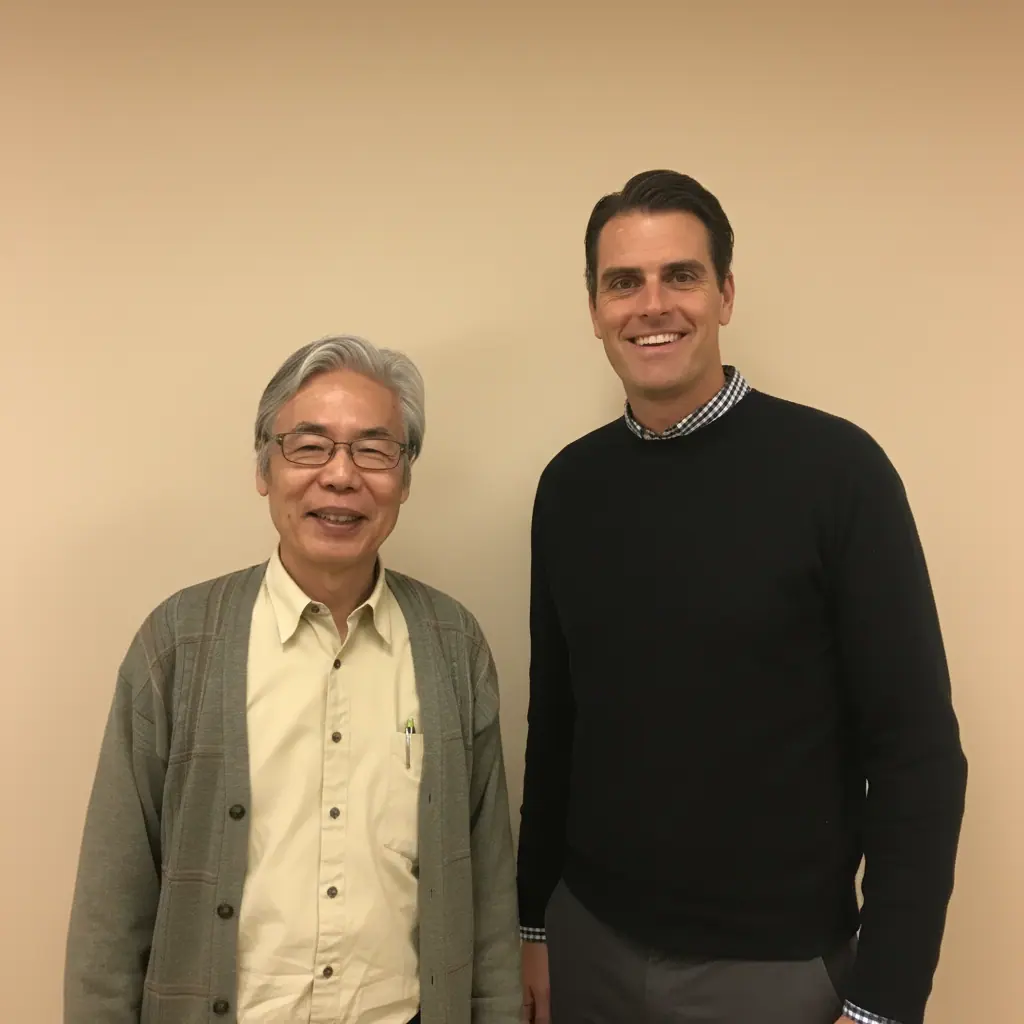 Dr. Devin Ryerson with Dr. Hiroyuki Sumi at his laboratory in Japan